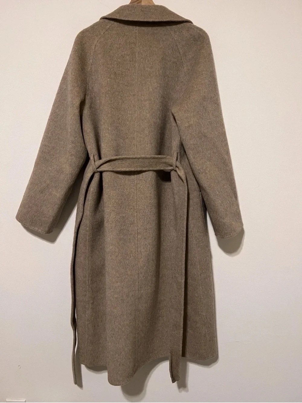 & Other Stories Shawl Collar Wool Blend Belted Coat Light Beige Size Large